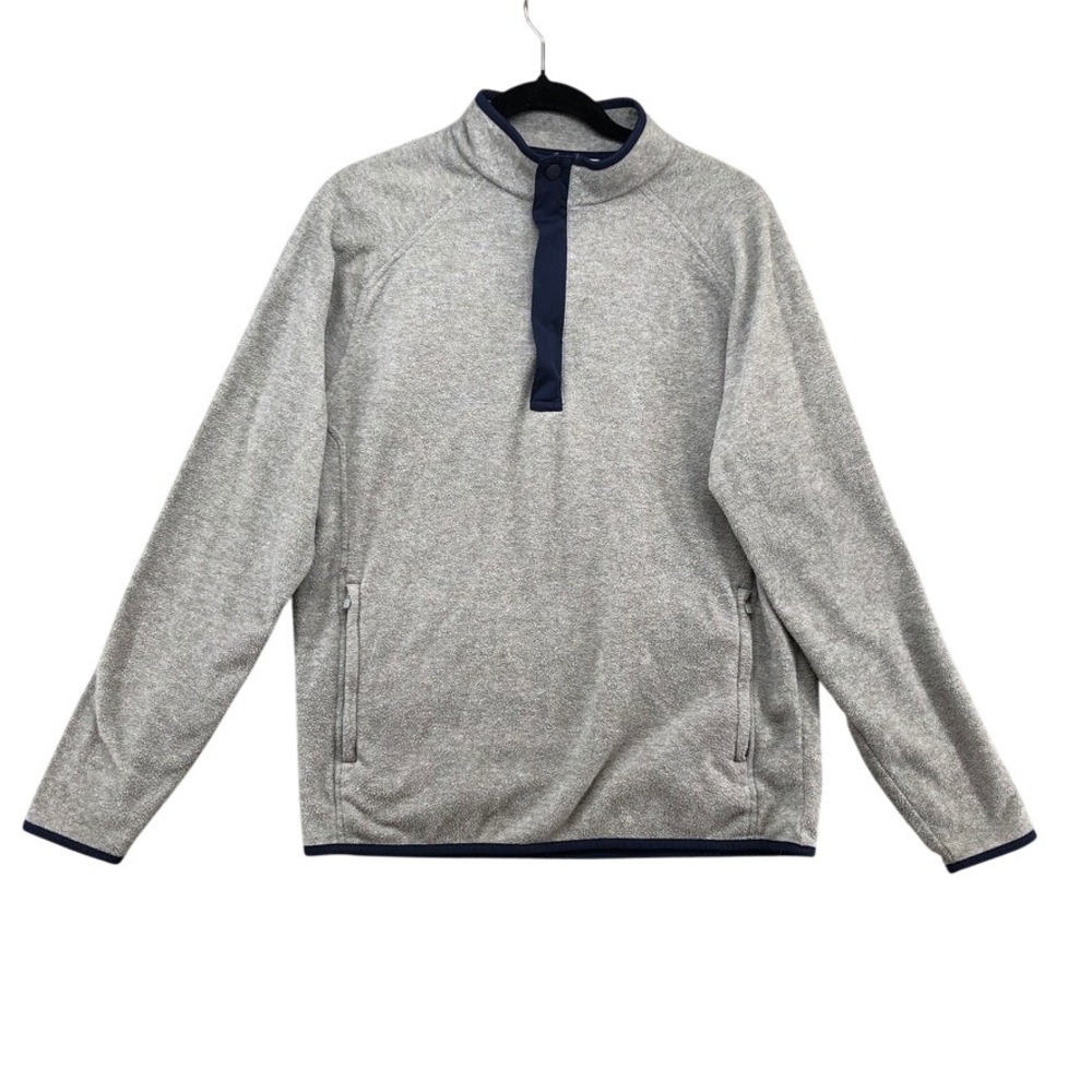 Peter Millar Fleece Pullover Mens Medium Gray Gale Quarter Snap Zip Preppy Golf